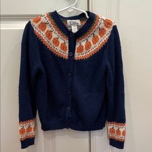 Lilly Pulitzer 6x Navy Cardigan with Pumpkin Pattern